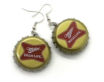 Miller High Life Double-Sided Bottlecap Earrings