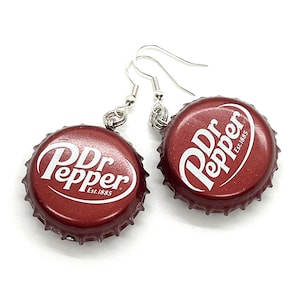 Dr. Pepper Double-Sided Bottlecap Earrings