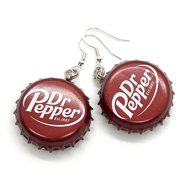 Dr. Pepper Double-Sided Bottlecap Earrings