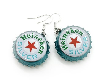 Heineken Beer Double-Sided Bottlecap Earrings
