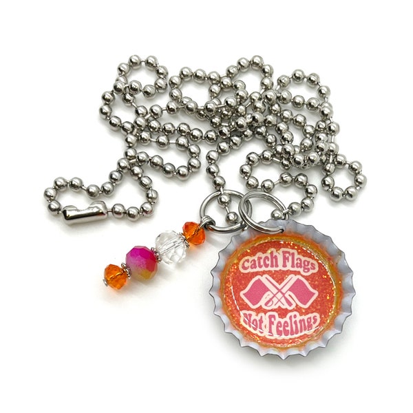 Single Color Guard Bottle Cap Charm Necklace - Catch Flags Not Feelings