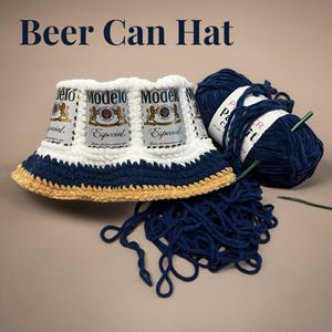 Mexican Beer Can Crocheted Bucket Hat