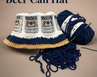 Mexican Beer Can Crocheted Bucket Hat