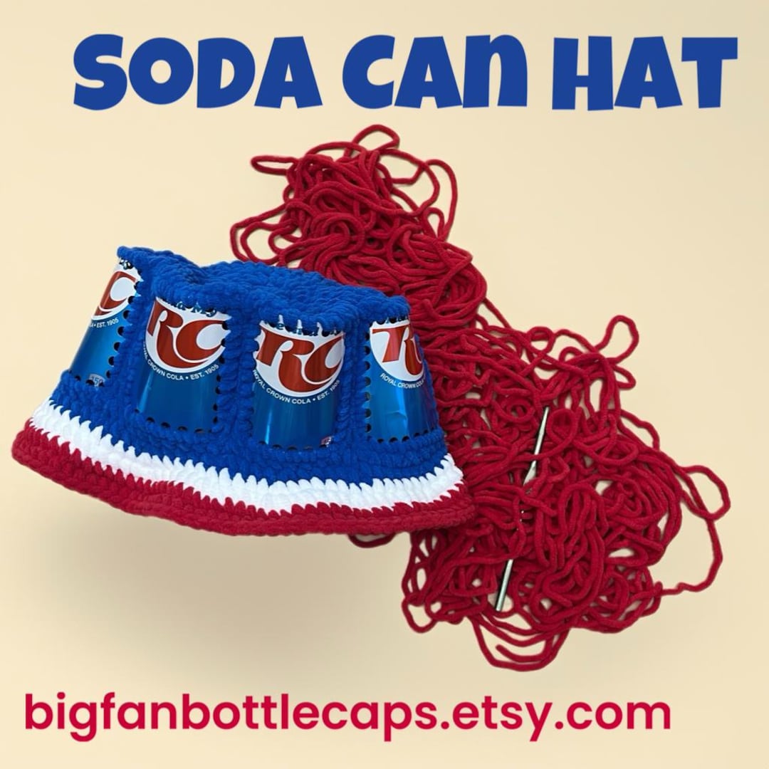 Vtg Y2K Pepsi Cola Can Hat Rainbow Crochet Novelty Festival Party Soda Pop 90s Vintage Pepsi can panel knitted hat found in New Mexico main image 4