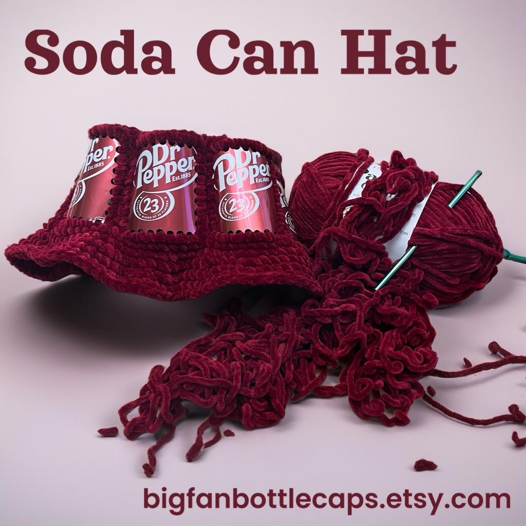 Dr. Pepper Soda Can Crocheted Bucket Hat - Etsy