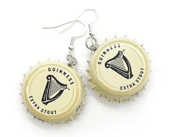 Boucles d'oreilles Guinness Extra Stout double face capsule
