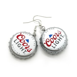 Coors Light Beer Double-Sided Bottlecap Earrings