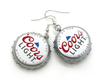 Coors Light Beer Double-Sided Bottlecap Earrings