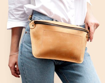 Leather Waist Bag for Women, Hand Free Leather Hip Bag, Leather Fanny Pack, Personalized Bum Bag, Leather Belt Bag, Hip Pouch