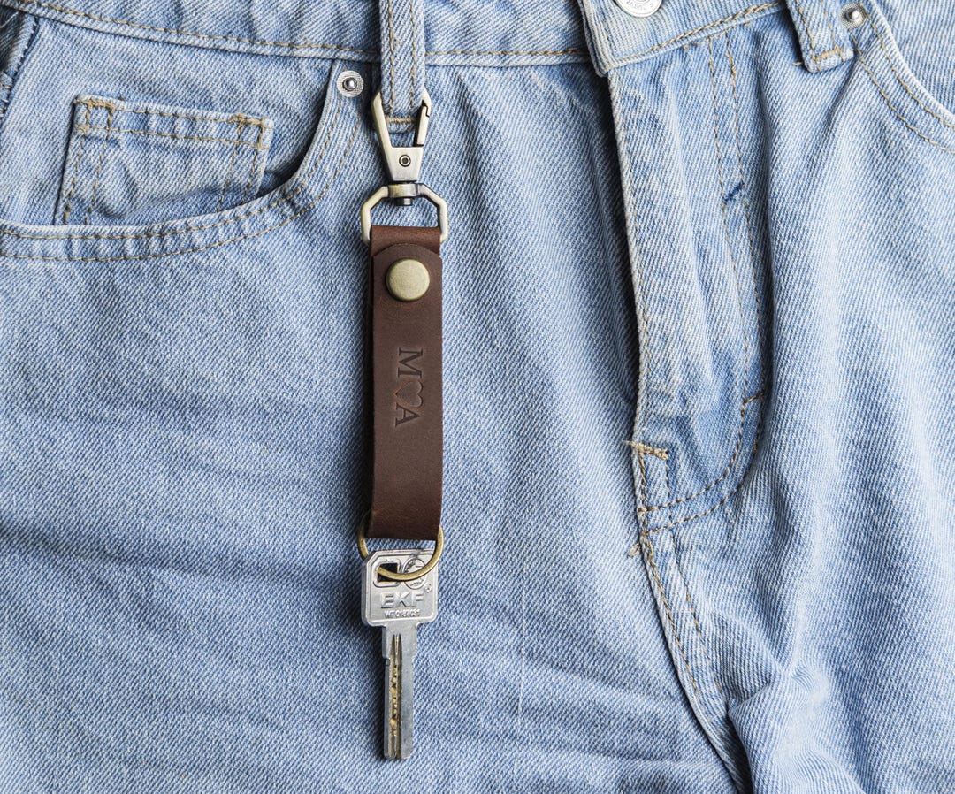Keychain Personalized, Engraved Leather Key Ring, Custom Handmade Key ...