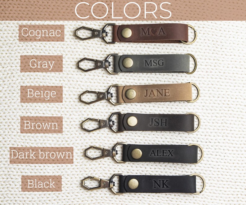 Personalized Leather Key Fob, Keychain With Snap Closure and Swivel