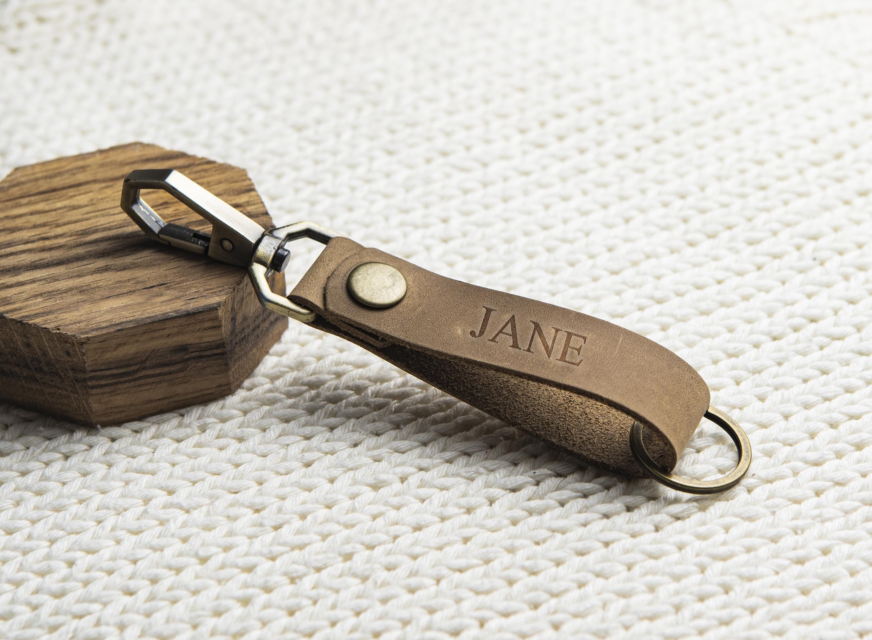 2 Pcs Crazy Horse Leather Keychain - Genuine Leather Key Holder With Clip, Brown & Dark Brown