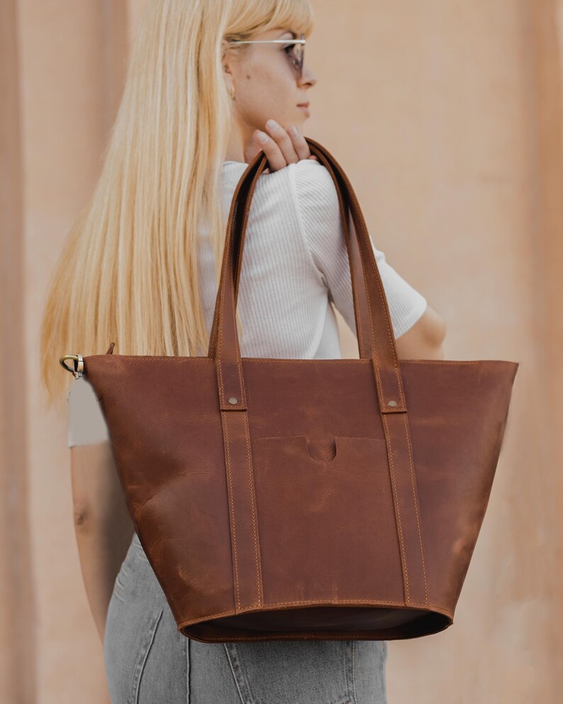 Custom Leather Bag for Women, Large Tote Bag, Handmade Rustic Purse Bag