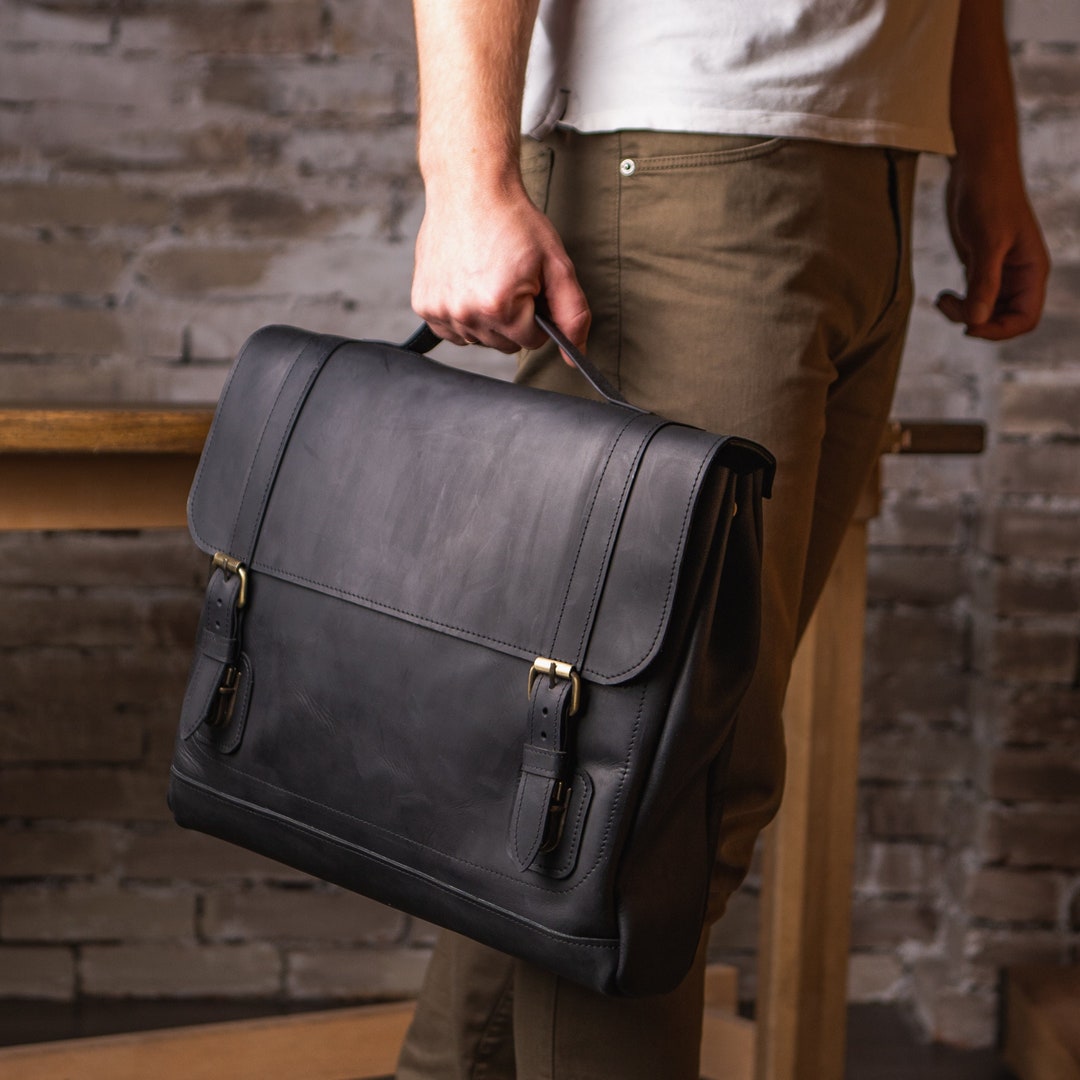 Custom Leather Laptop Bag, Gift for Dad, Boss Gift, Engraved Messenger