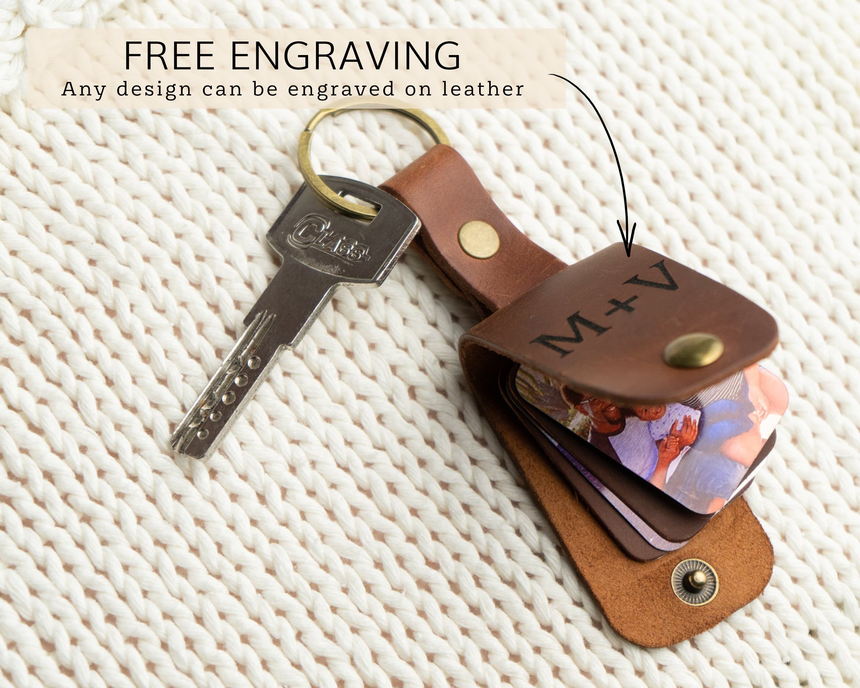 Engraved Leather Keychain With Photo Personalized Gifts for Etsy