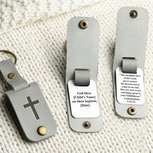 Personalized Cross Keychain, Custom Religious Cross Genuine Leather Keychain, Handcrafted Faith Inspired Keychain, Catholic Keychain