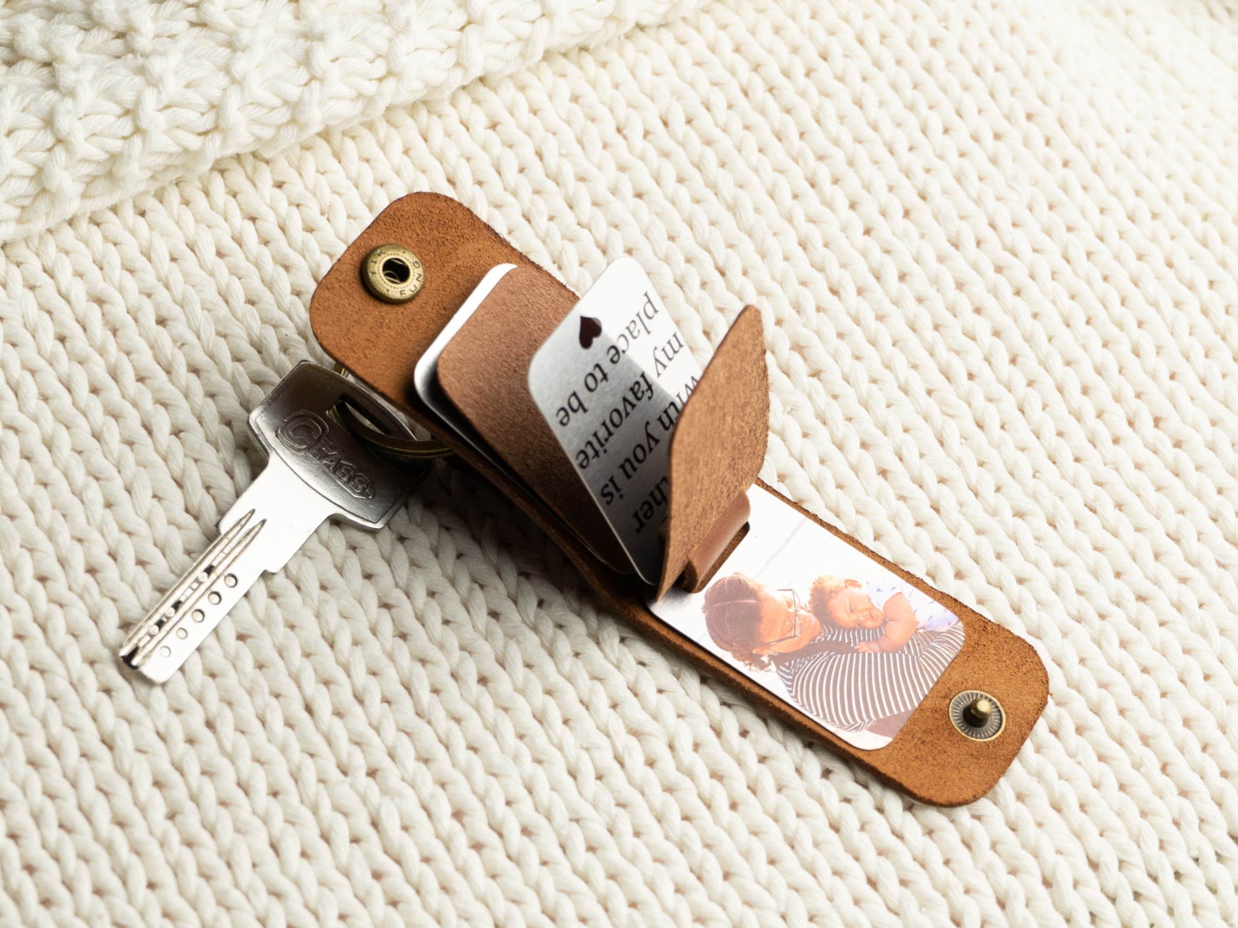 Engraved Leather Keychain With Photo Personalized Gifts for Etsy