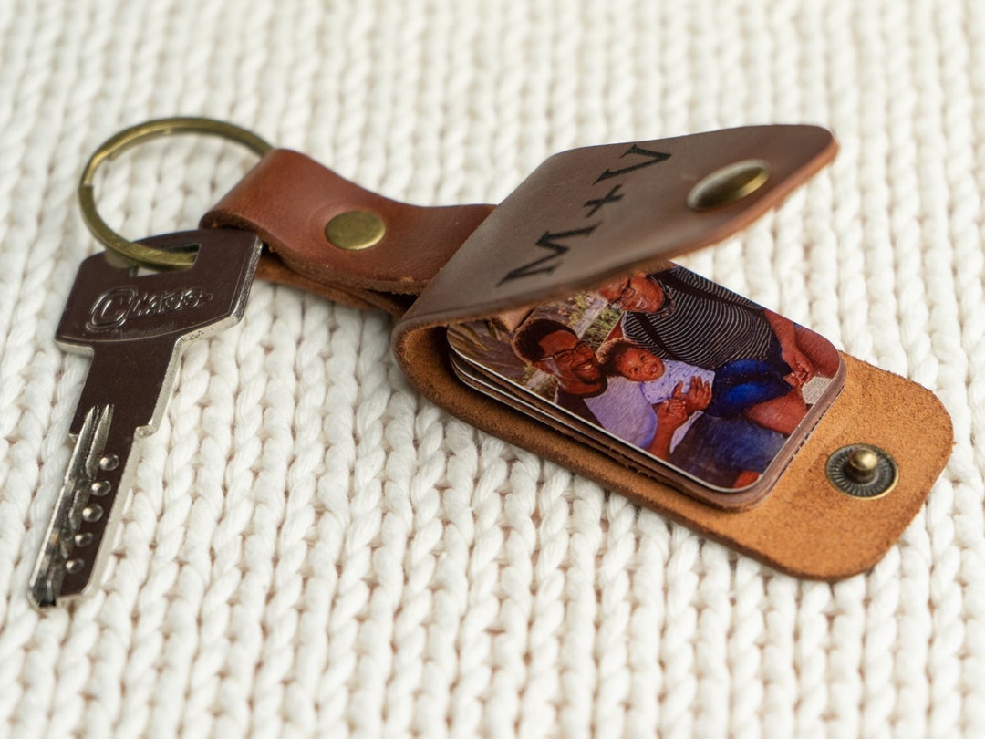 Custom Leather Keychain With Photo, Personalized Gifts for Him