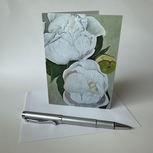 Carte pivoines blanches, carte avec enveloppe, carte de voeux vierge, carte de Saint-Valentin, carte d'anniversaire florale, carte pour notes fleurie, livraison gratuite