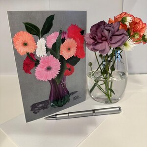 Carte de correspondance vierge Gerbera Daisy, carte vierge, carte de fête des mères, carte de fleurs, cartes avec enveloppes, impression d'art originale, livraison gratuite, carte d'art