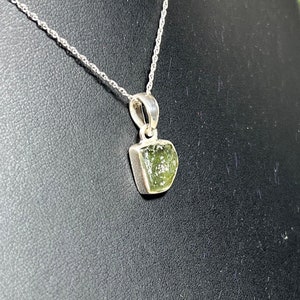 Authentic Moldavite Sterling Silver Pendant, Rough Moldavite, Moldavite Meteorite Pendant, Moldavite Tektite From Czech Republic MLD003