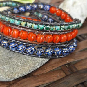 Bracelet tour de cou bohème turquoise et corail