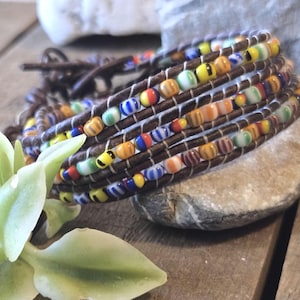 Multistriped Beaded Wrap Bracelet
