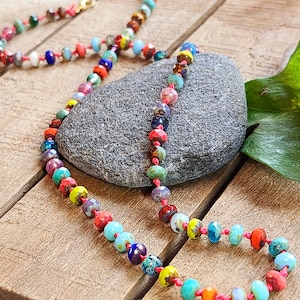 Colorful boho necklace, Hill Tribe necklace, beaded boho necklace, multicolored boho necklace