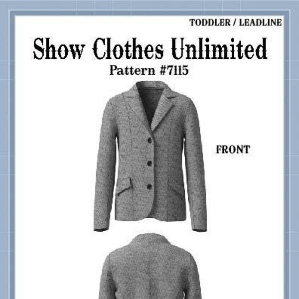 7115 English Hunt Coat Hunt Seat Coat, front button pattern by Show Clothes Unlimited - Toddler/Leadline