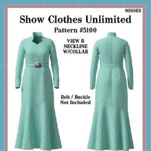 May include: A sewing pattern for a dress with a flounce skirt. The pattern is called "Rodeo Queen Fancy Flounce" and is designed by Pegg Johnson. The pattern includes three different neckline options: View A, View B, and View C. The pattern is available in sizes XXS, XS, S, M, L, XL, and XXL.