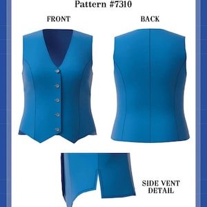 7310 PRINTED - Plus - Saddle Seat Vest pattern, Academy vest pattern, showmanship vest pattern