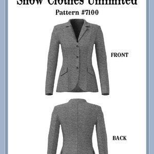 7100 PDF - Misses - English Hunt Coat Hunt Seat Coat, front button pattern by Show Clothes Unlimited