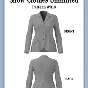 7110PRINTED -  Plus - English Hunt Coat Hunt Seat Coat, front button pattern by Show Clothes Unlimited