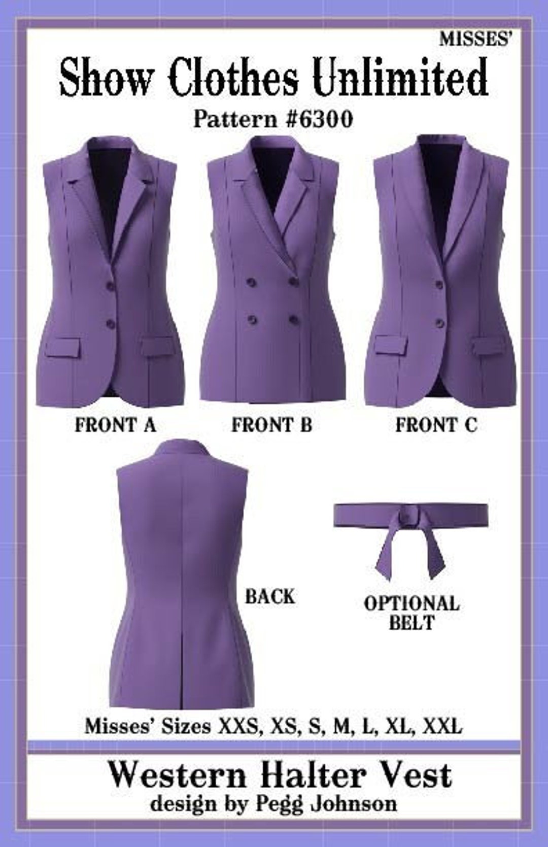 Misses' Western Halter Vest Sewing Pattern - Single or Double Breasted ...