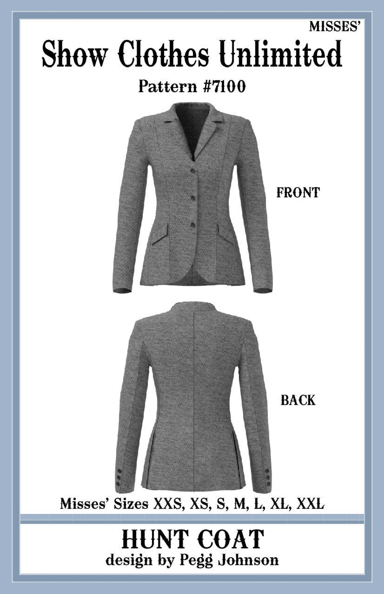 7100 English Hunt Coat Hunt Seat Coat Front Button Pattern by Etsy