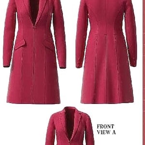7700  PRINTED - Misses - Saddle Seat Coat pattern for NON STRETCH fabrics, Day Coat, Notched Lapel, Shawl lapel, English Coat pattern