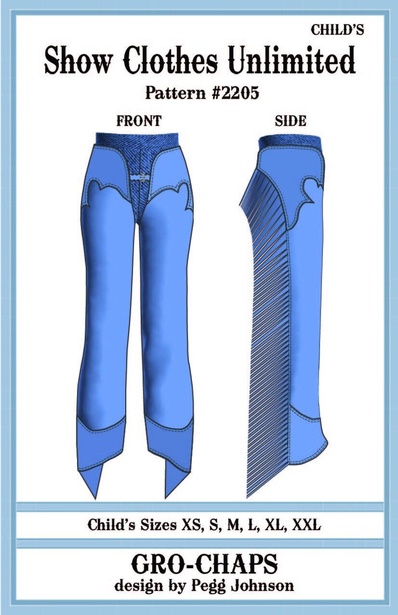 Kids Chaps Pdf Pattern Child - Western Gro-chaps by Show Clothes Unlimited - 2205 PDF - Etsy