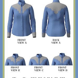 Ranch and Rodeo Shirt with Yokes pattern. Misses Size Western Shirt Pattern, Queen/Princess competition shirt pattern #1600  (PDF Pattern)