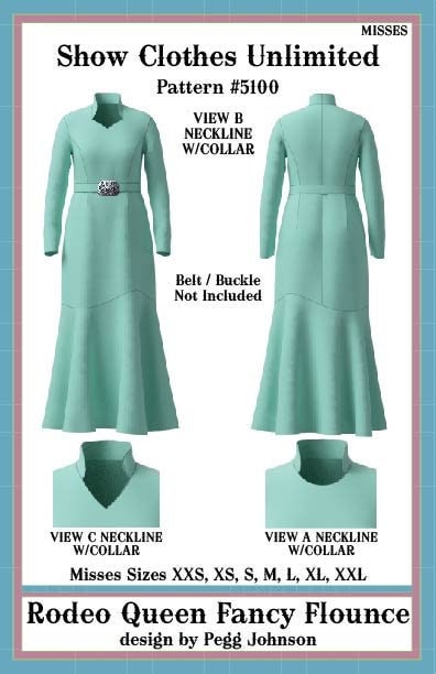 5100 PRINTED - Misses - Rodeo Queen Competition Fancy Flounce Dress pattern by Show Clothes Unlimited