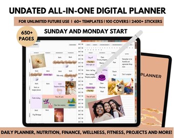 Undated Digital Planner, Goodnotes, Notability, iPad, Landscape (Digital Download)