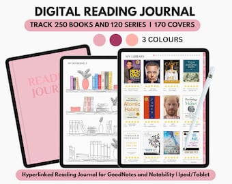 Digital Reading Journal, Goodnotes Journal, Reading Log Planner, Reading Planner for iPad, Book Review Tracker, Library Tracker,Reading List