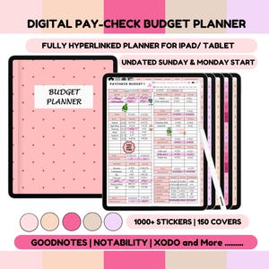 Digital Budget Planner, Paycheck Budget, Portrait Finance Planner, Digital planner for iPad,  Budget Planner Goodnotes Notability