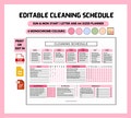 Editable Cleaning Planner, Cleaning Schedule, ADHD Cleaning Planner, Household Chore list, Digital Download, Home improvement gift,checklist