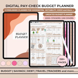 Digital Financial Budget Planner, Paycheck Budget, Portrait Finance Planner, Budget Planner for iPad & Tablet, Goodnotes Notability Template