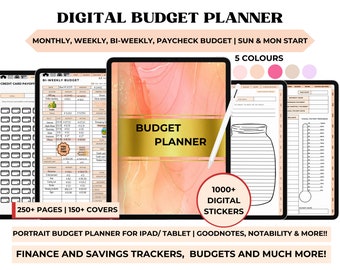 Digital Budget Planner, Finance Planner, Finance Tracker, Paycheck Budget Template, Portrait Budget Planner, Bi-Weekly Budget Template
