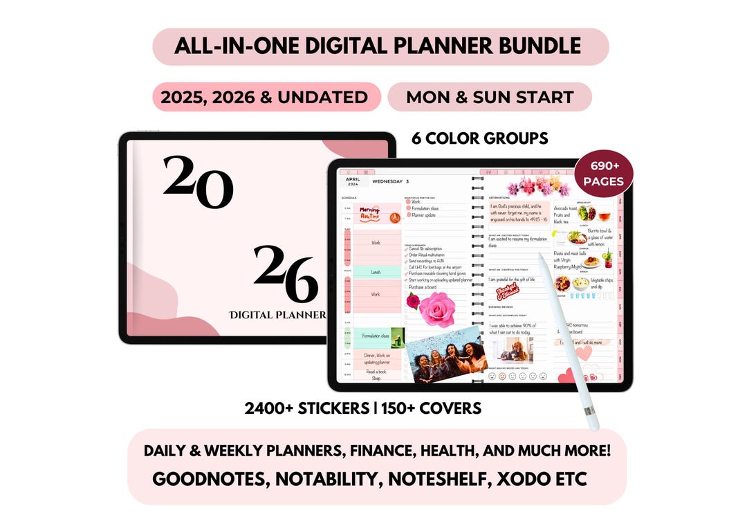 Digital Planner 2025 2026, Goodnotes Planner, Undated Planner ...