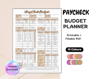 Paycheck Budget, Printable Paycheck Budget Planner, Finance budget planner 2025/2026, Letter Size Budget, Planner iPad, Savings Tracker,