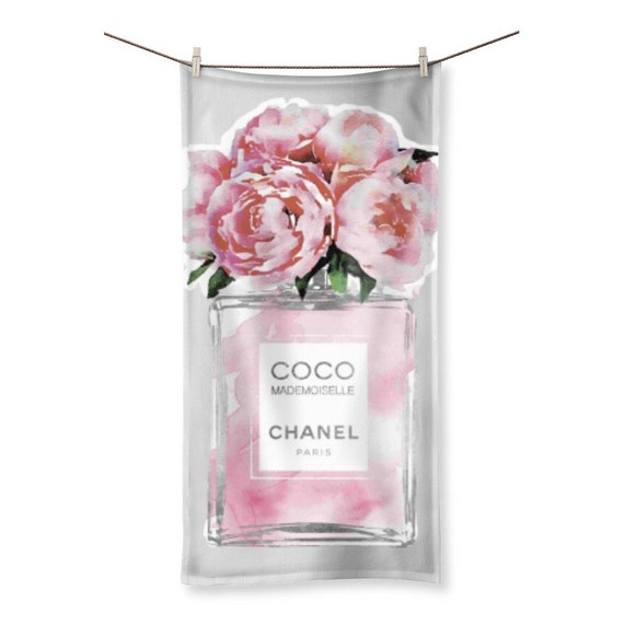 Coco Chanel Flowers Bottle Designer Towels towel Set Etsy