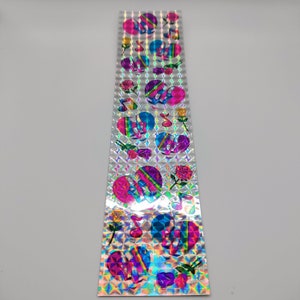 Lisa Frank 90s Vintage Prism Finish Ballet Slipper Heart Shaped Sticker Strip / Sheet