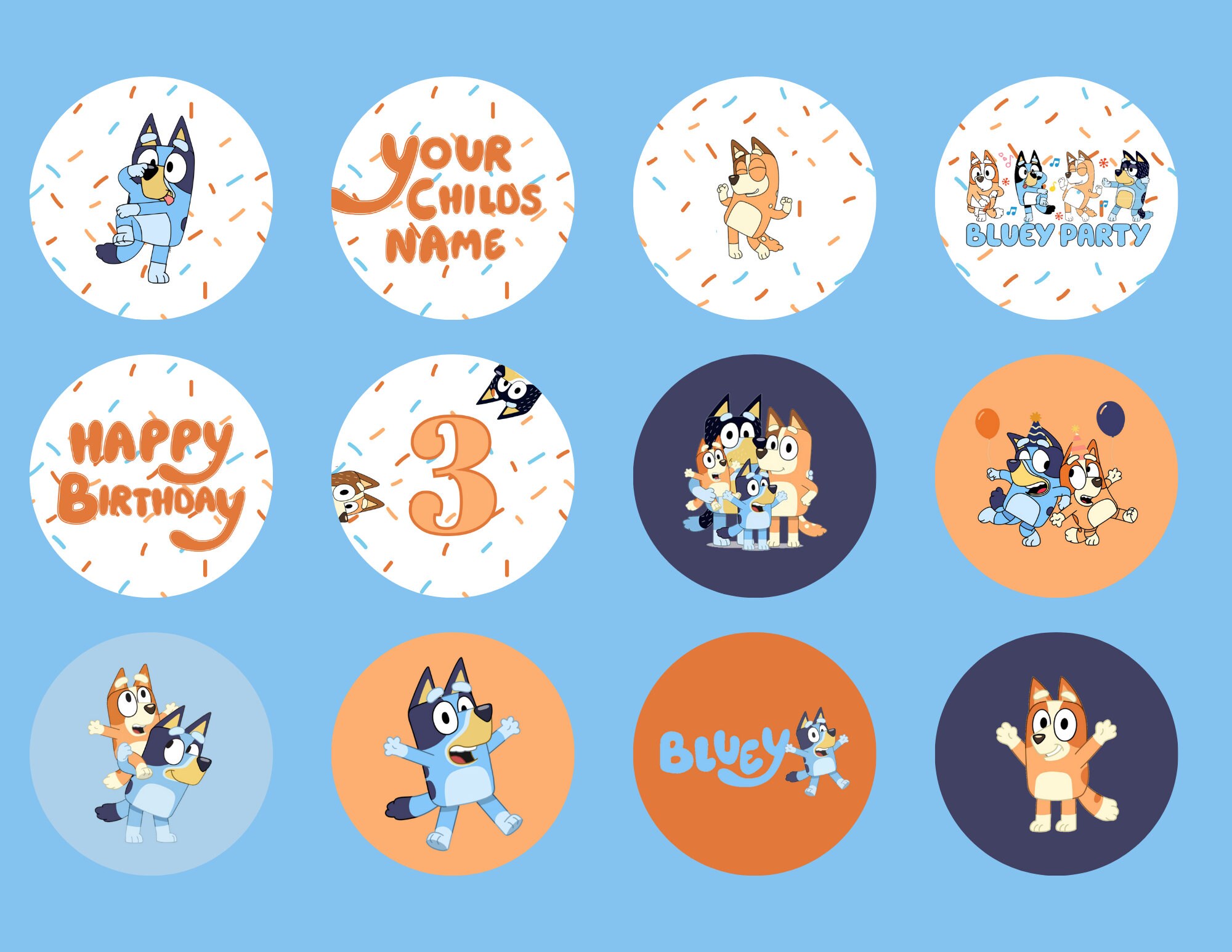 Sprinkle-Inspired Bluey & Bingo Toppers